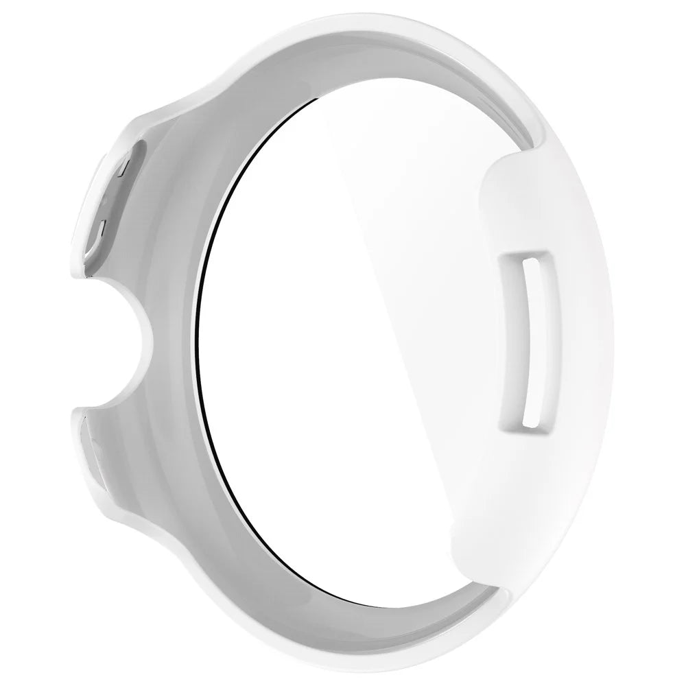 For Google Pixel Watch 3 41mm Watch Case Hard PC Cover with Tempered Glass Screen Film - White - 5