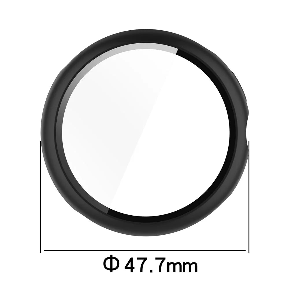 For Google Pixel Watch 3 45mm Watch Cover Hard PC Case with Tempered Glass Screen Film - White - 7