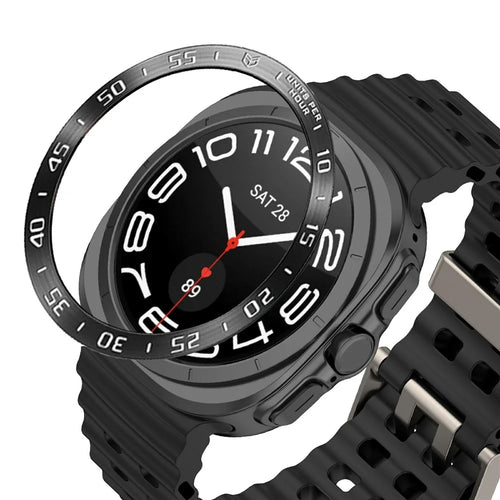 Type A for Samsung Galaxy Watch7 44mm Bezel Ring Metal Bezel Styling Dial Circle - Black / White Characters - 1
