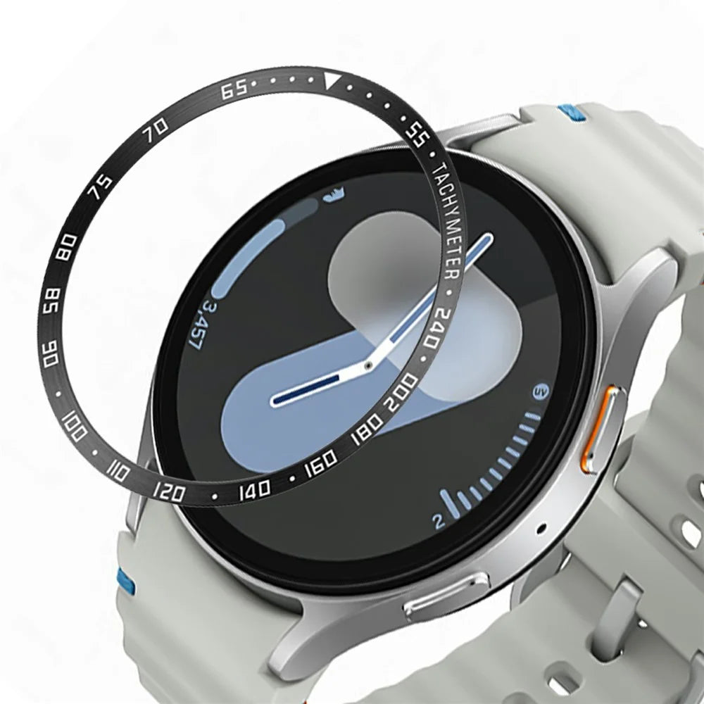 Type E for Samsung Galaxy Watch7 40mm Bezel Ring Metal Bezel Styling Dial Circle - Black / White Characters - 1