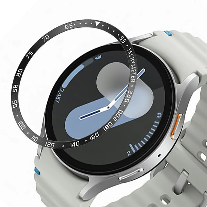 Type E for Samsung Galaxy Watch7 40mm Bezel Ring Metal Bezel Styling Dial Circle - Black / White Characters - 1