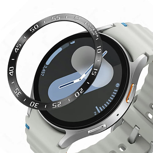Type A for Samsung Galaxy Watch7 40mm Bezel Ring Metal Bezel Styling Dial Circle - Black / White Characters - 1