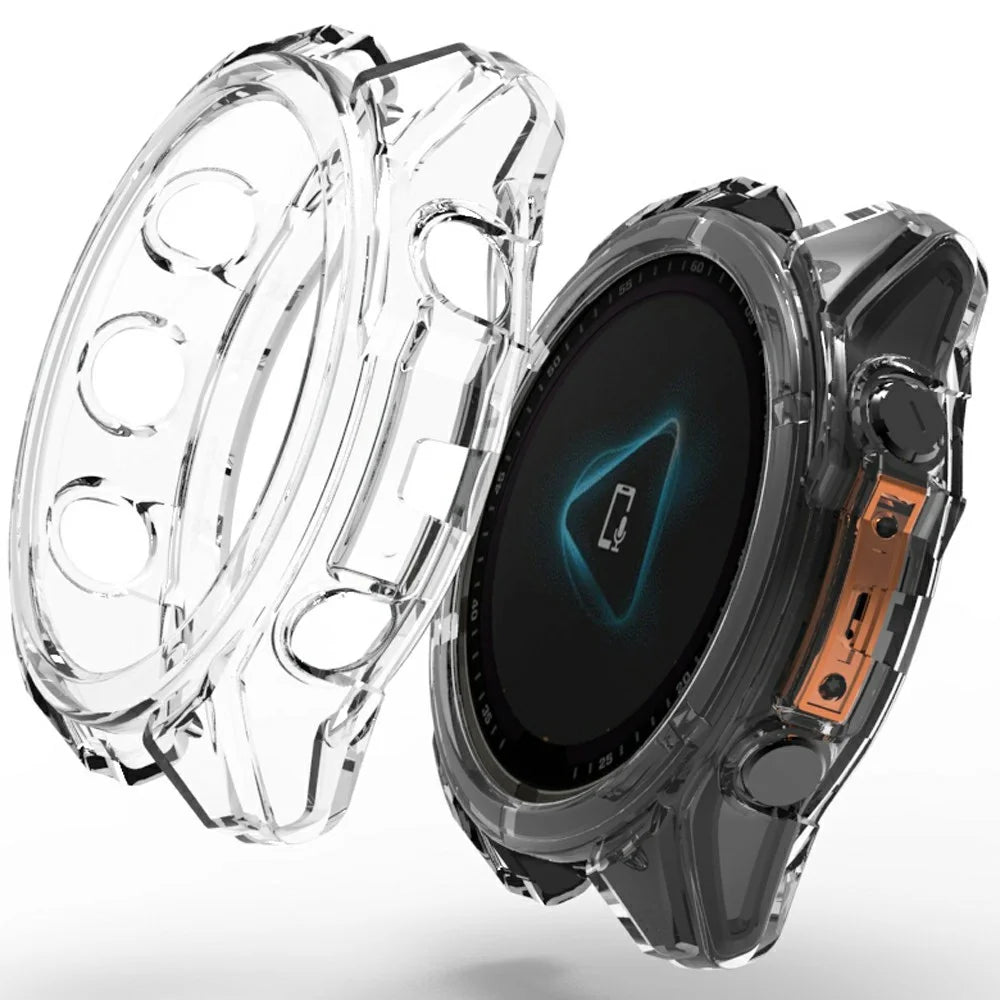 For Garmin Fenix 8 47mm Watch Case Shockproof TPU Cover Half-Wrapped - Transparent - 1