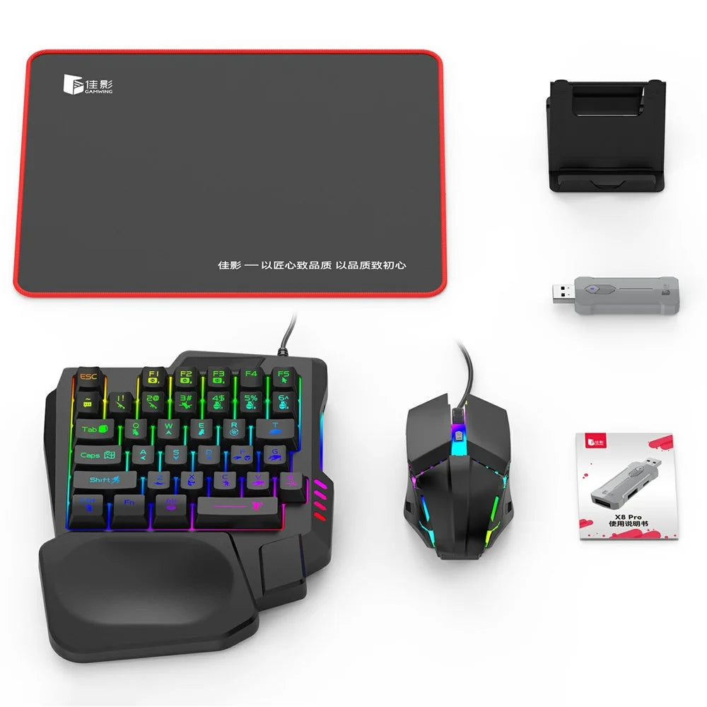 GAMWING X8 Pro Mobile Phone Game Converter AI Recoil Control Game Adapter Set with Keyboard, Mouse, Holder - 1