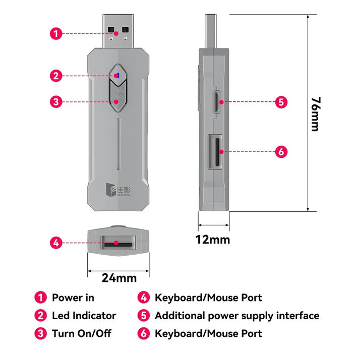 GAMWING X8 Pro Mobile Phone Game Converter AI Recoil Control Game Adapter Set with Keyboard, Mouse, Holder - 3