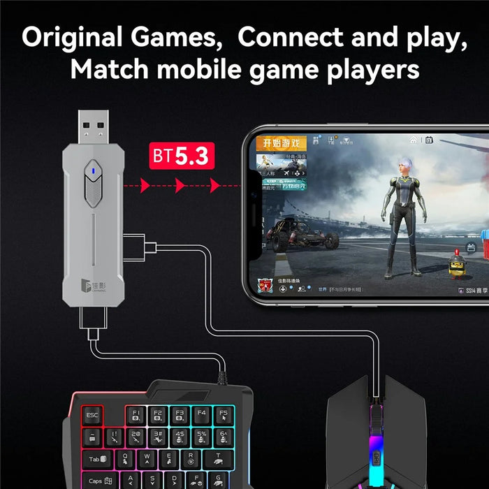 GAMWING X8 Pro Mobile Phone Game Converter AI Recoil Control Game Adapter Set with Keyboard, Mouse, Holder - 4
