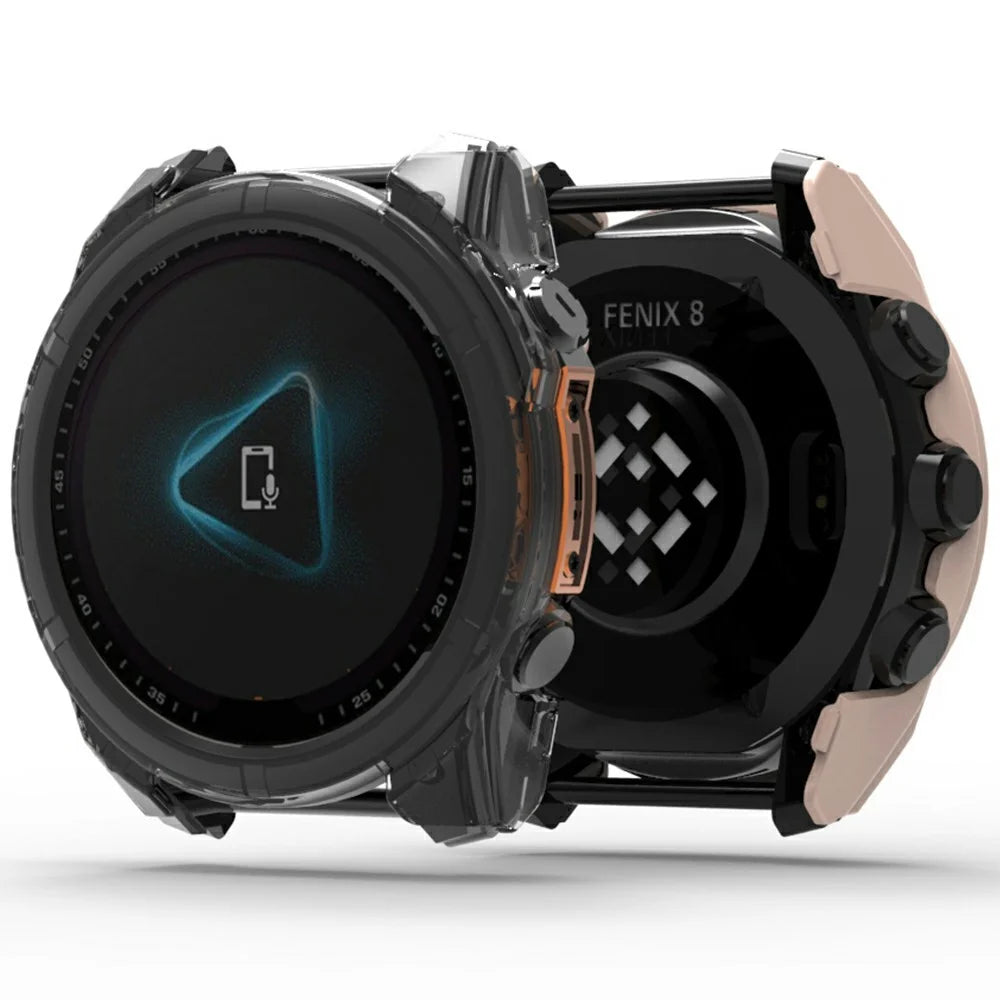 For Garmin Fenix 8 47mm AMOLED Hard PC Watch Case with Tempered Glass Screen Film - Transparent - 3