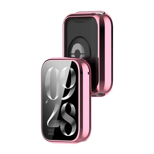 ENKAY HAT PRINCE For Xiaomi Smart Band 8 Pro TPU Watch Case   Electroplating Watch Cover with Screen Protector - Pink - 1