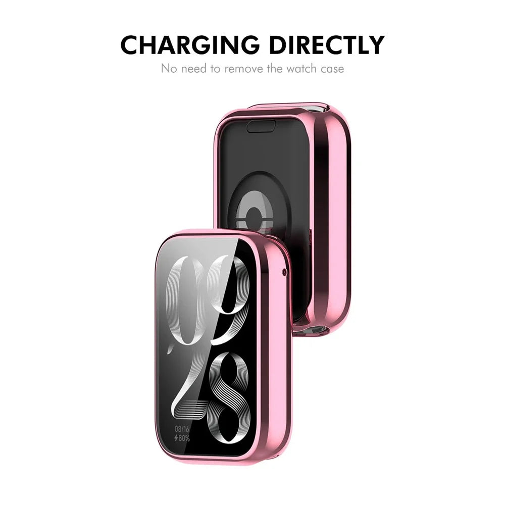 ENKAY HAT PRINCE For Xiaomi Smart Band 8 Pro TPU Watch Case   Electroplating Watch Cover with Screen Protector - Pink - 3