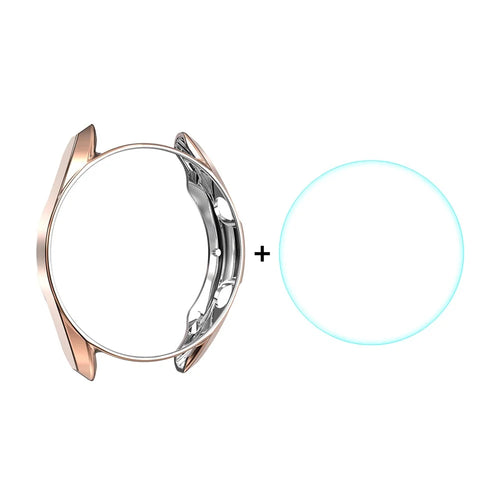 ENKAY HAT PRINCE 2 in 1 Electroplating TPU Watch Protector Cover + 0.2mm 2.5D 9H Tempered Glass Screen Film for Galaxy Watch3 41mm - Gold - 1