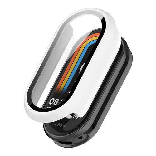 ENKAY HAT PRINCE For Xiaomi Smart Band 9 NFC / 9 Watch Case   Rubberized Hard PC Cover with Tempered Glass - White - 1