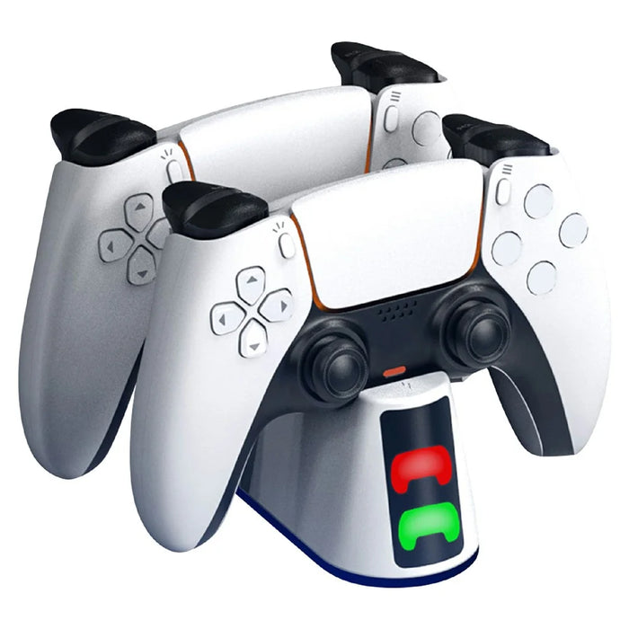 STARTRC GAMES Dual Charging Dock Charging Station for Sony PlayStation 5 / PS5 Slim Controller - White - 1