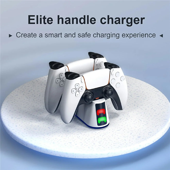 STARTRC GAMES Dual Charging Dock Charging Station for Sony PlayStation 5 / PS5 Slim Controller - White - 2