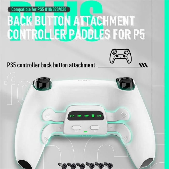 DATA FROG For Sony PlayStation 5 Controller Back Paddles Back Button Attachment Programmable 4-Key Mapping Gamepad Extender Key - White - 5