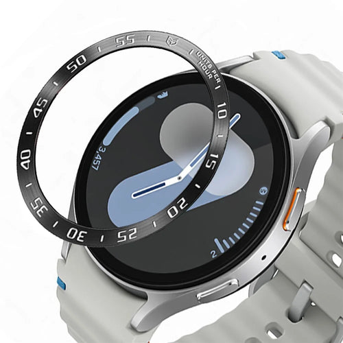 For Samsung Galaxy Watch7 40mm Watch Bezel Ring Metal Dial Bezel Adhesive Frame Ring Cover - Style A / Black - 1