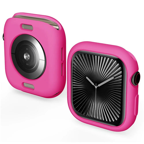 For Apple Watch Series 11 / 10 46mm Case Half Wrapped Soft TPU Protective Watch Cover - Hot Pink - 1