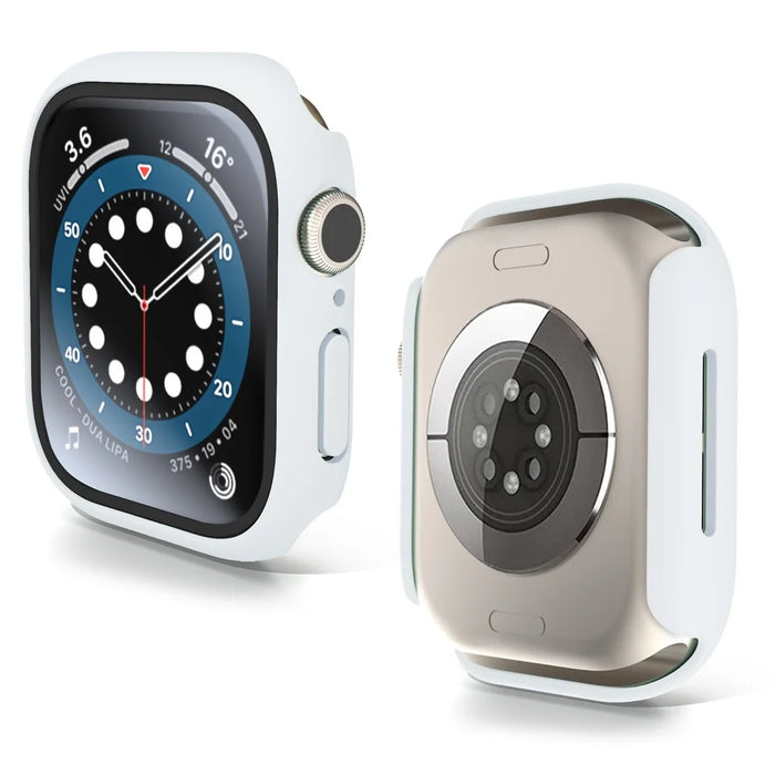 For Apple Watch Series 11 / 10 42mm Case Hard PC Watch Cover with Tempered Glass Screen Protector - White - 3