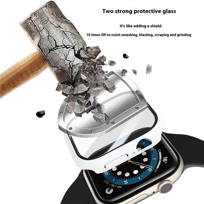 For Apple Watch Series 11 / 10 42mm Case Hard PC Watch Cover with Tempered Glass Screen Protector - White - 6