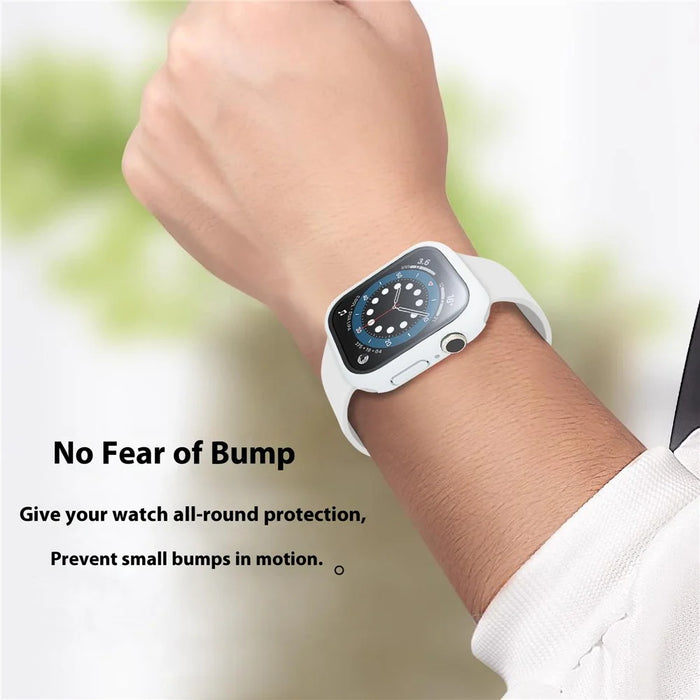 For Apple Watch Series 11 / 10 42mm Case Hard PC Watch Cover with Tempered Glass Screen Protector - White - 7