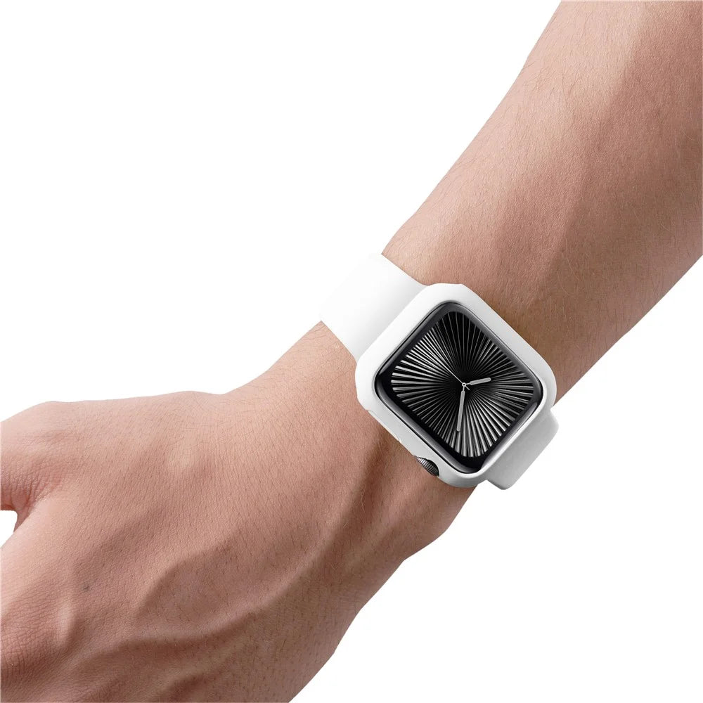 For Apple Watch Series 11 / 10 42mm Case Rubberized Hard PC Half Cover Watch Frame - White - 6