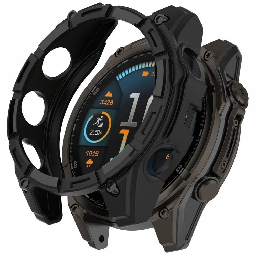 For Garmin Fenix 8 47mm TPU Watch Case Anti-Scratch Hollow Watch Frame Cover - Black - 1