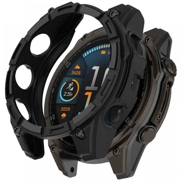 For Garmin Fenix 8 47mm TPU Watch Case Anti-Scratch Hollow Watch Frame Cover - Black - 1