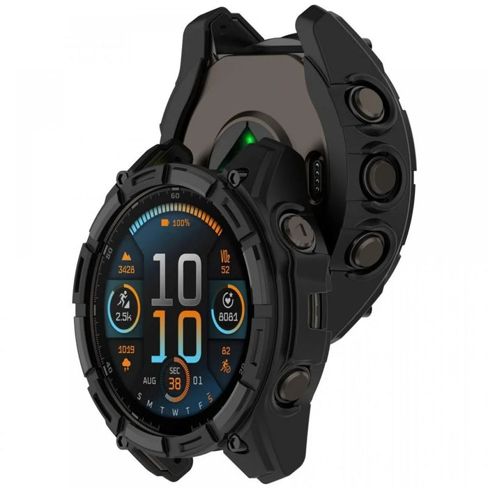 For Garmin Fenix 8 47mm TPU Watch Case Anti-Scratch Hollow Watch Frame Cover - Black - 2