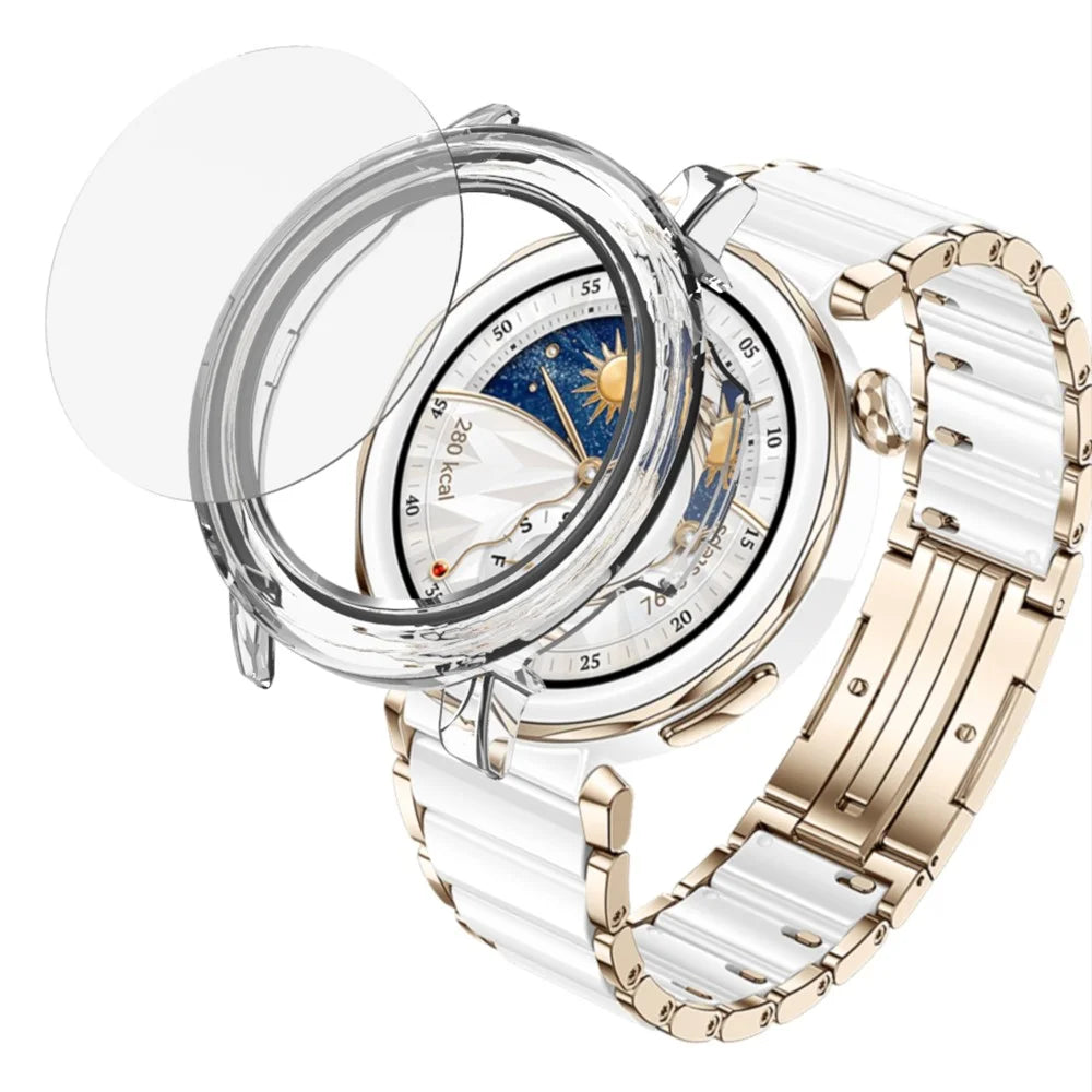 For Huawei Watch GT 5 Pro 42mm Watch Case Hard PC Cover with Tempered Glass Screen Film - Transparent - 2