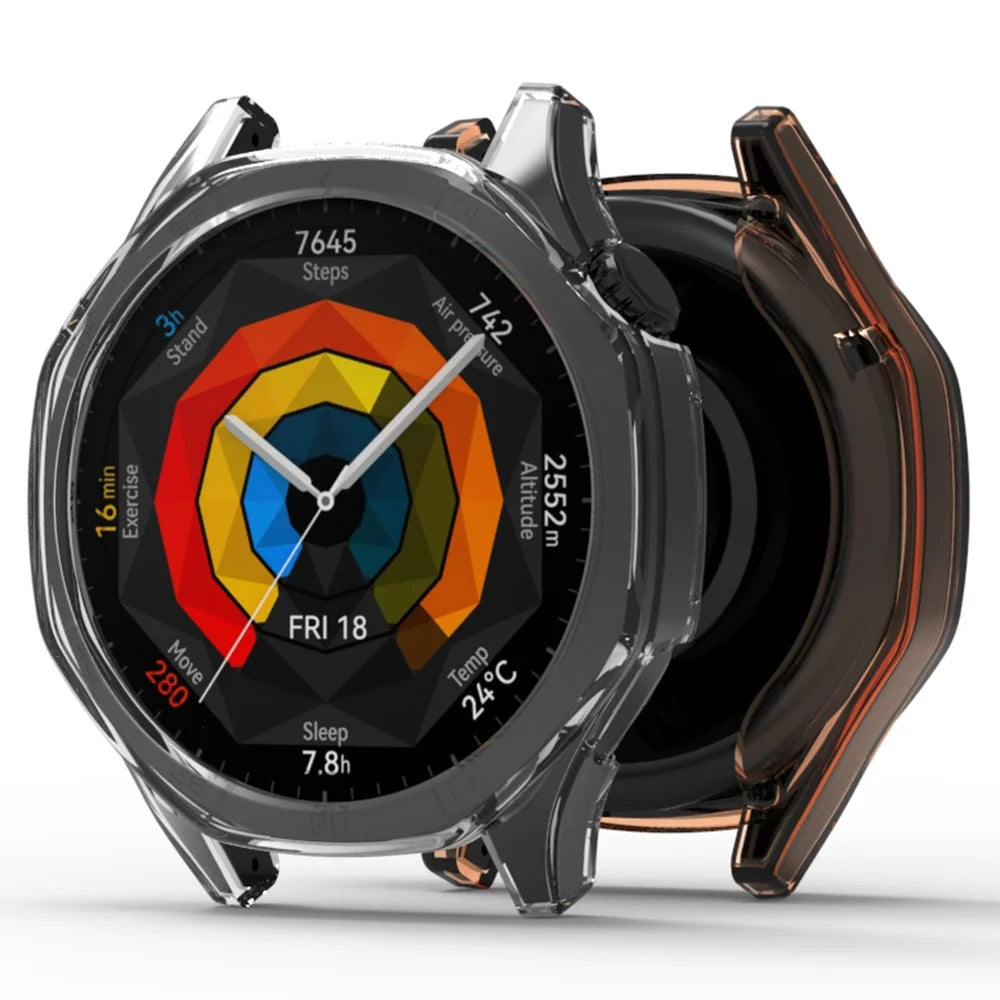 For Huawei Watch GT 5 46mm Watch Case Half Guard TPU Protective Watch Case Cover - Transparent Black - 3