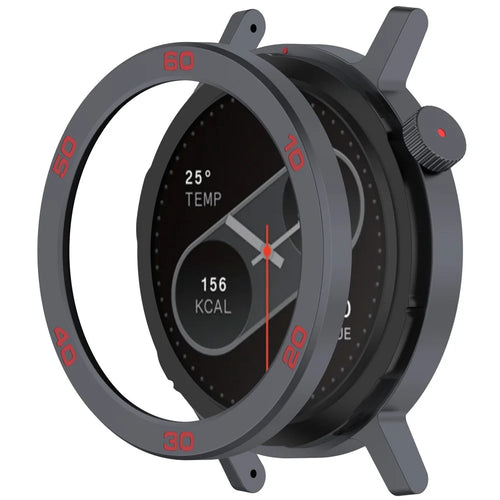 For Nothing CMF Watch Pro 2 Watch Bezel with Screen Film Watch Frame Metal Ring Cover - Grey / Red - 1