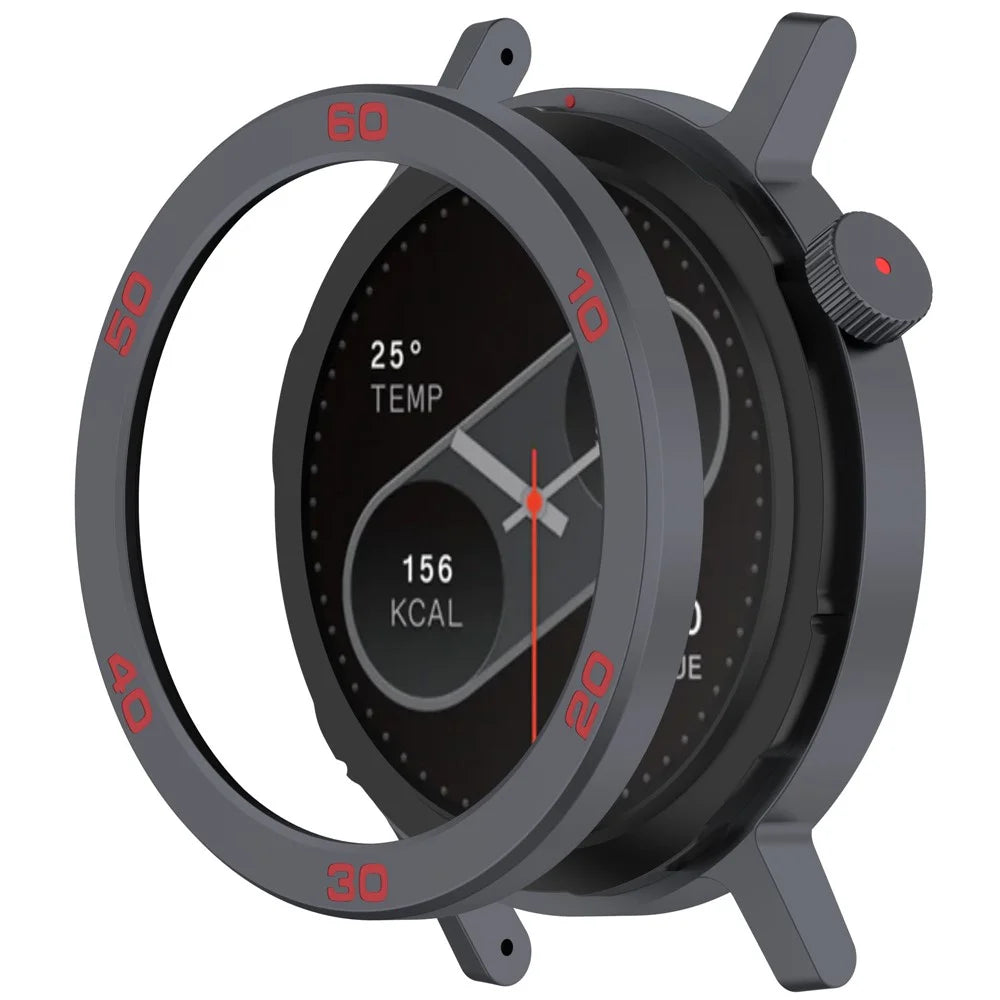 For Nothing CMF Watch Pro 2 Watch Bezel with Screen Film Watch Frame Metal Ring Cover - Grey / Red - 1