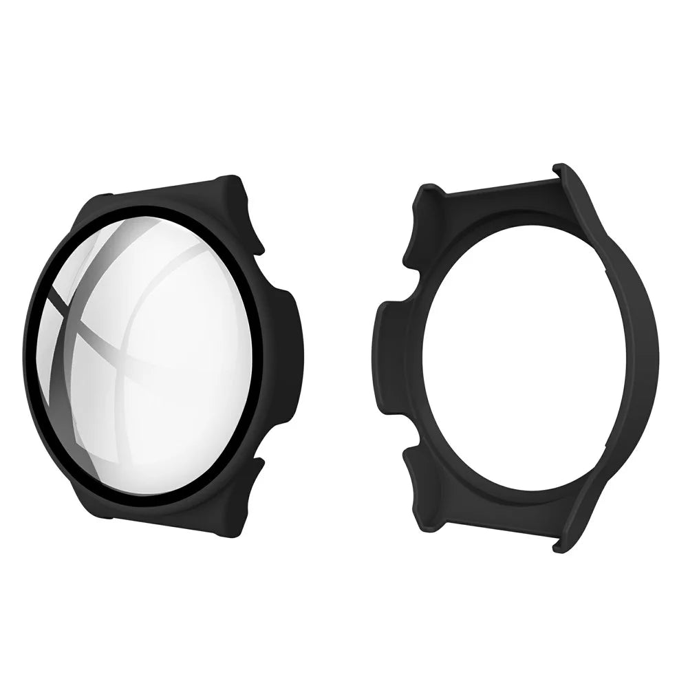 Rubberized PC Case Frame with Tempered Glass Screen Protector for Huawei Watch GT 2 Pro - Black - 1