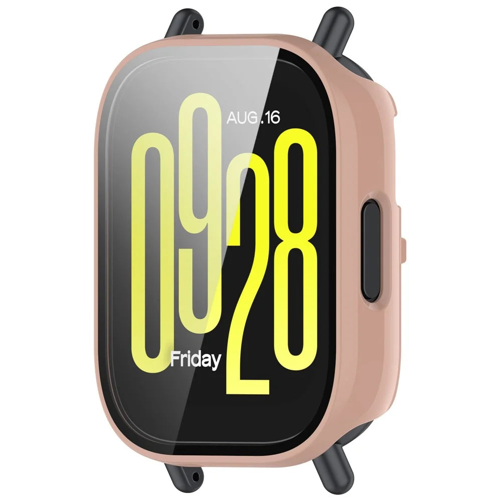 For Xiaomi Redmi Watch 5 Active Case Protective Hard PC Watch Cover with Tempered Glass Film - Pink - 2