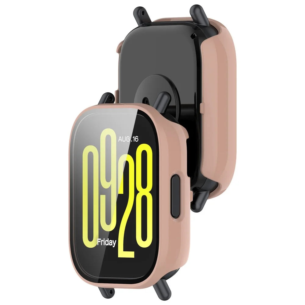 For Xiaomi Redmi Watch 5 Active Case Protective Hard PC Watch Cover with Tempered Glass Film - Pink - 6