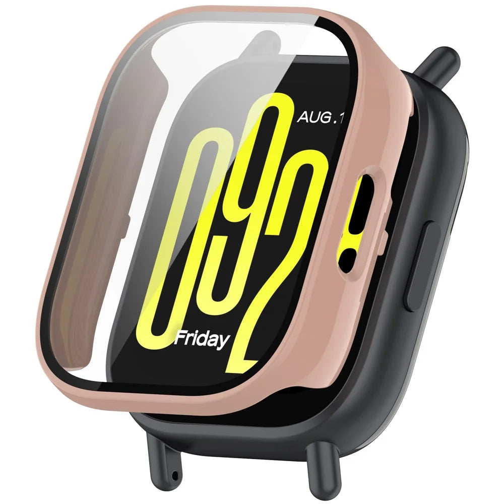 For Xiaomi Redmi Watch 5 Lite Watch Case Protective Hard PC Cover with Tempered Glass Film - Pink - 1