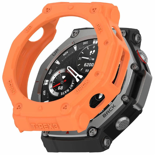 For Huami Amazfit T-Rex 3 TPU Watch Case Anti-Scratch Hollow Watch Frame Cover - Orange - 1