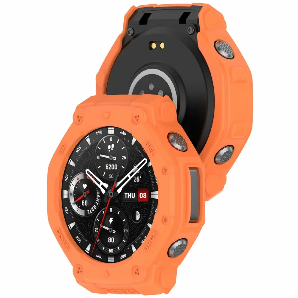 For Huami Amazfit T-Rex 3 TPU Watch Case Anti-Scratch Hollow Watch Frame Cover - Orange - 3