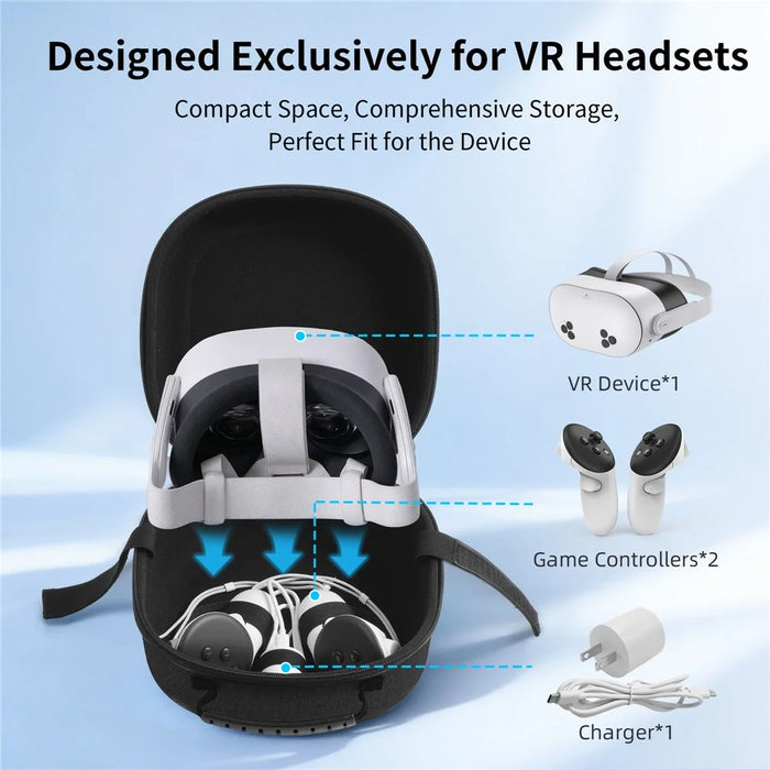 STARTRC GAMES For Meta Quest 3S / Quest 3 / Quest 2 Carrying Case Snowflake Cloth VR Headset Storage Bag - Black - 5