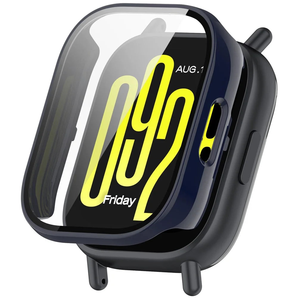 For Xiaomi Redmi Watch 5 Active PC Cover Watch Frame Case with Tempered Glass Screen Film - Dark Blue - 1