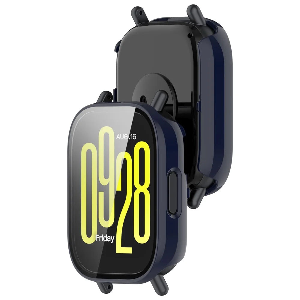 For Xiaomi Redmi Watch 5 Active PC Cover Watch Frame Case with Tempered Glass Screen Film - Dark Blue - 6