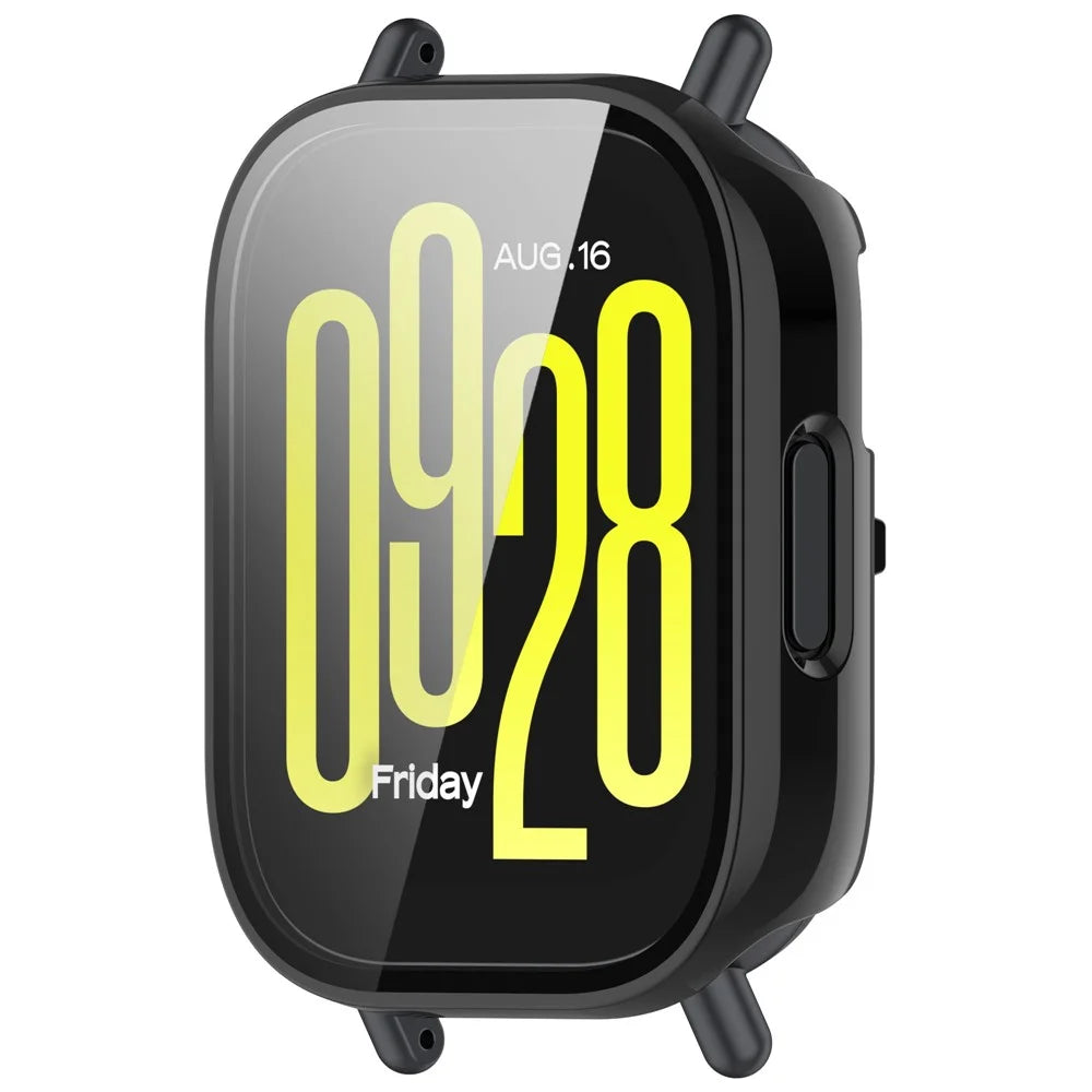 For Xiaomi Redmi Watch 5 Lite PC Cover Watch Frame Case with Tempered Glass Screen Film - Black - 5