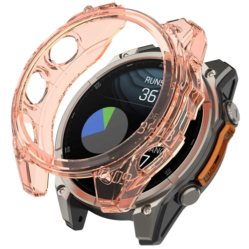 For Garmin Fenix 8 43mm TPU Case Drop-Proof Half Guard Watch Case Cover - Transparent Orange - 1