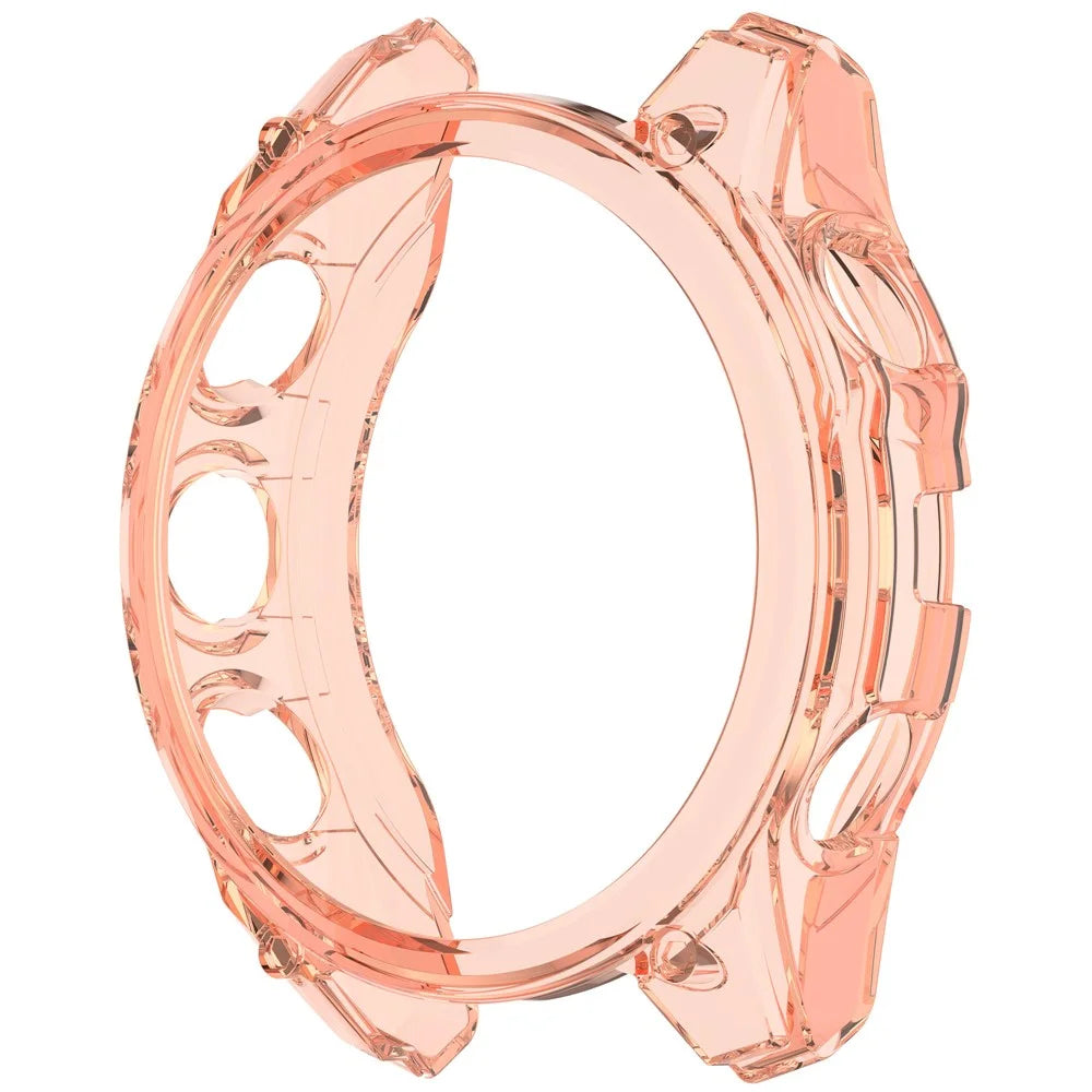 For Garmin Fenix 8 43mm TPU Case Drop-Proof Half Guard Watch Case Cover - Transparent Orange - 2