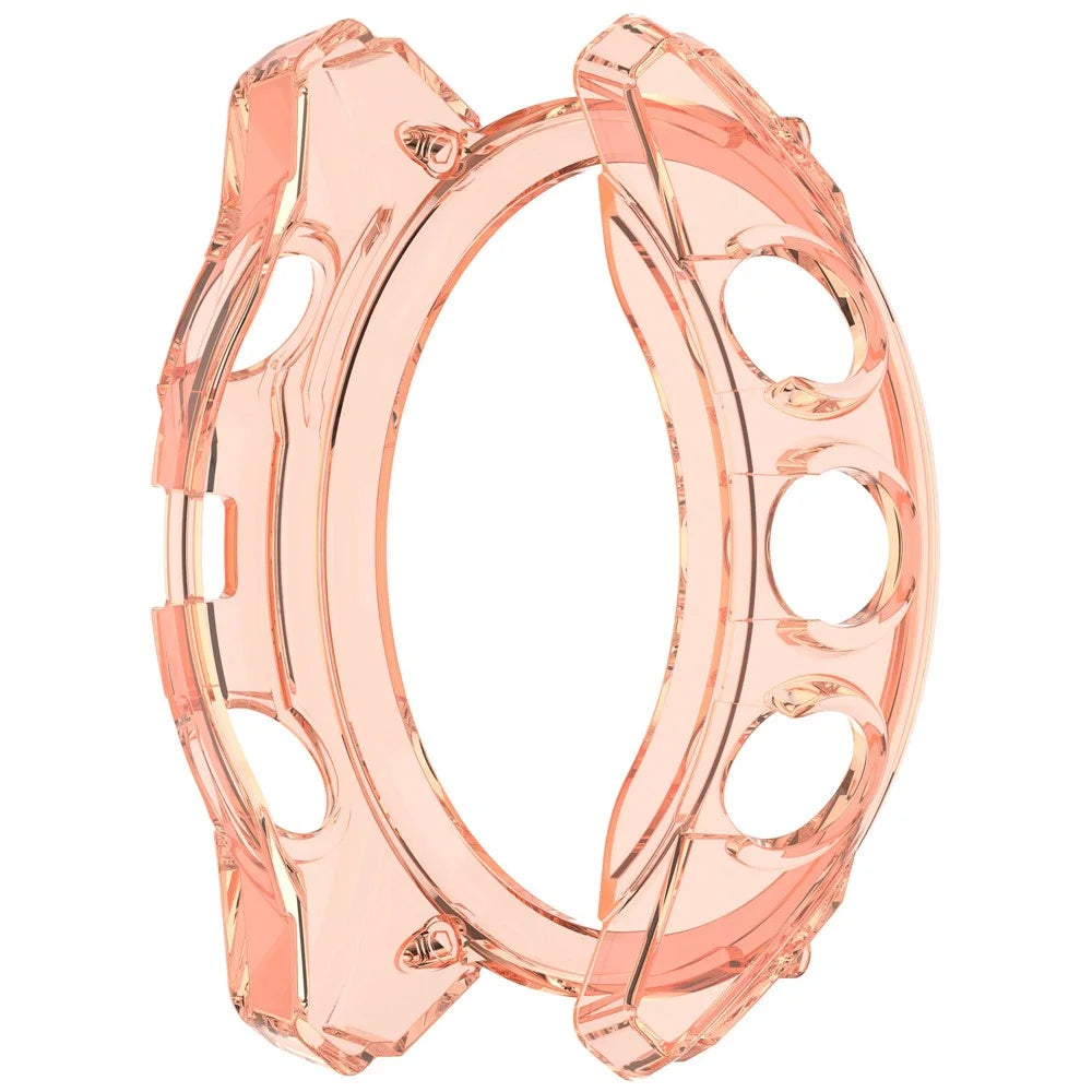 For Garmin Fenix 8 43mm TPU Case Drop-Proof Half Guard Watch Case Cover - Transparent Orange - 3