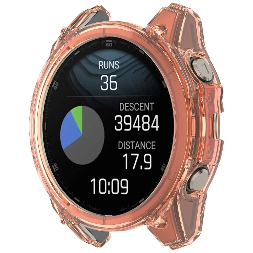 For Garmin Fenix 8 43mm TPU Case Drop-Proof Half Guard Watch Case Cover - Transparent Orange - 4