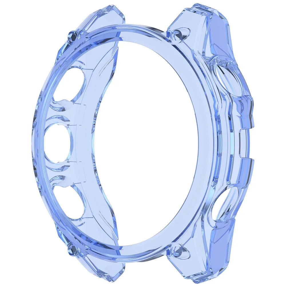 For Garmin Fenix 8 51mm Watch Case Half Wrapped Flexible TPU Protective Cover - Transparent Blue - 2