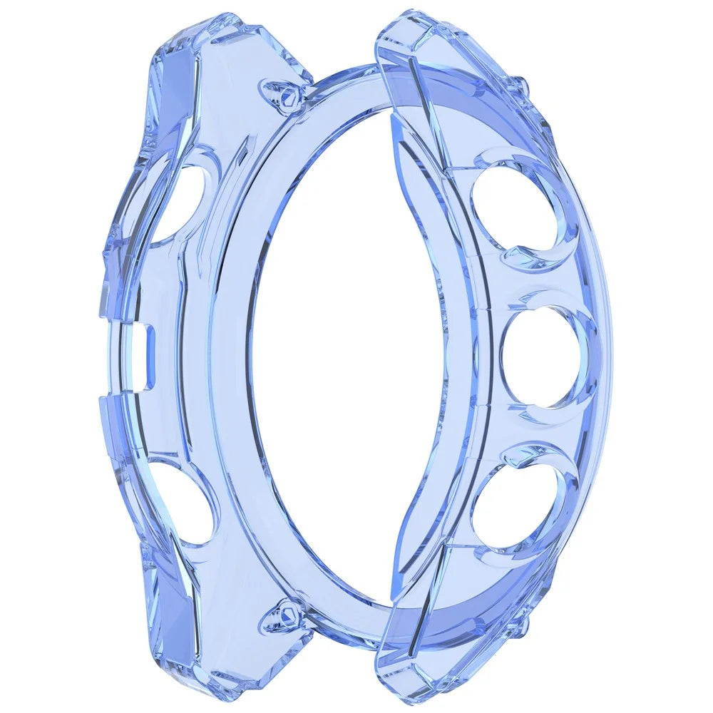 For Garmin Fenix 8 51mm Watch Case Half Wrapped Flexible TPU Protective Cover - Transparent Blue - 3