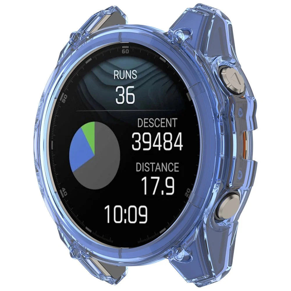For Garmin Fenix 8 51mm Watch Case Half Wrapped Flexible TPU Protective Cover - Transparent Blue - 4