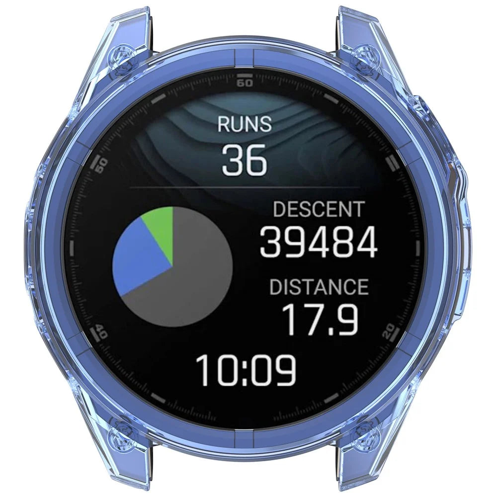 For Garmin Fenix 8 51mm Watch Case Half Wrapped Flexible TPU Protective Cover - Transparent Blue - 6