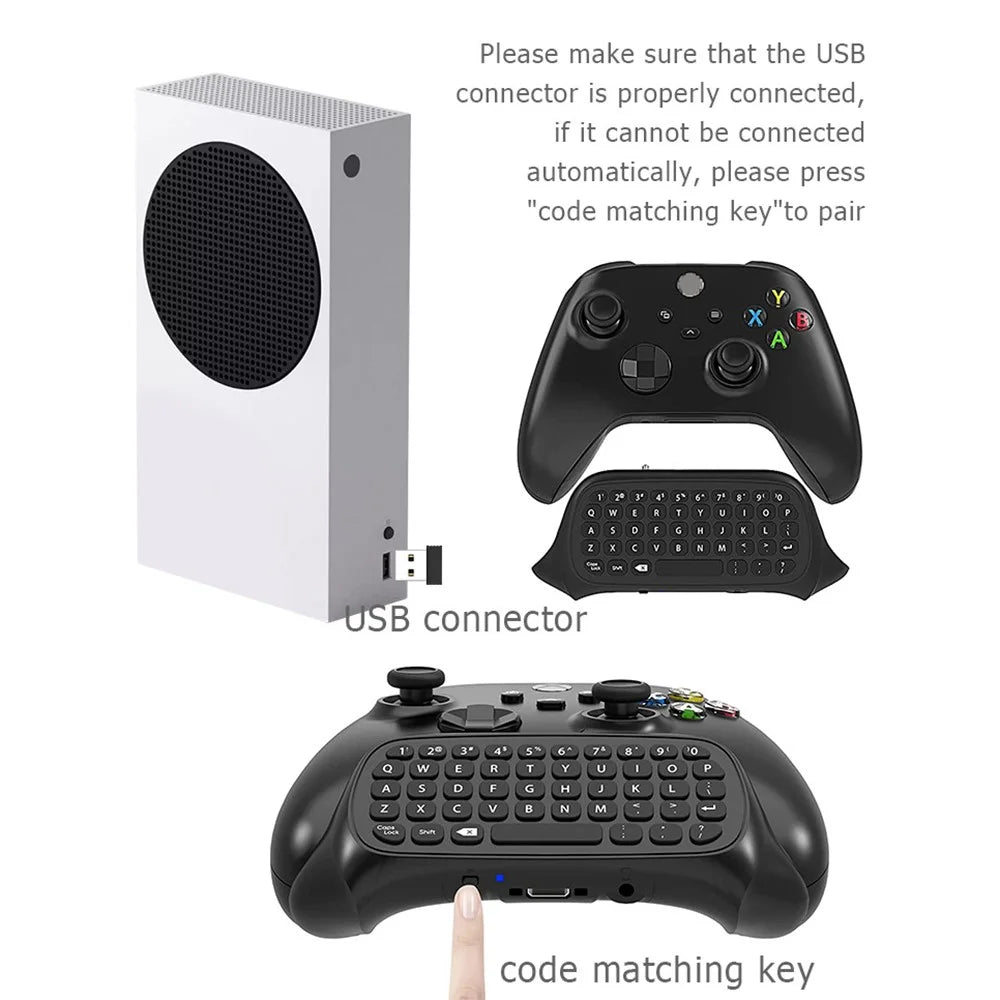 DATA FROG Gamepad Keyboard for Xbox Series X / Series S / One S / One Elite / One Game Controller 2.4G Wireless Keyboard - White - 4